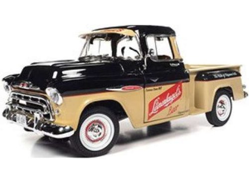 1:18 1957 Chevrolet 3100 Stepside Pickup Truck Leinenkugle's, fekete and tan