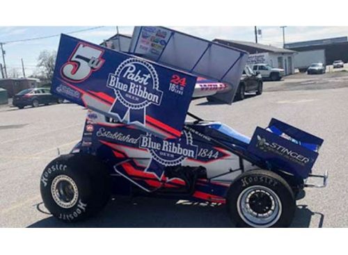 1:18 2021 Pabst kék Ribbon Beer Sprint Car #5W Lucas Wolfe, kék/fehér