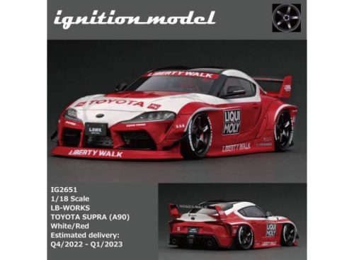 1:18 LB Works Toyota Supra (A90) 19 inch Wheels, fehér/piros