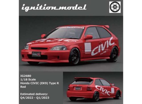 1:18 Honda Civic (EK9) Type R 15 inch Wheels, piros