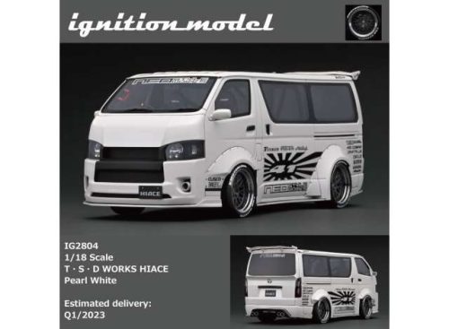 1:18 T.S.D Works Hiace, pearl fehér