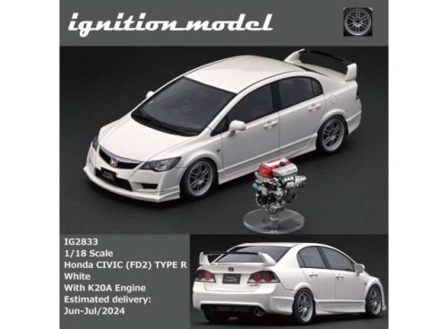 1:18 Honda Civic (FD2) Type R with K20A engine, fehér