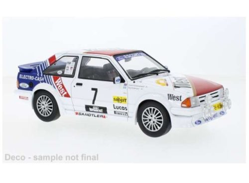 1:18 1985 Ford Escort MK III RS Turbo #7 S.Andervang/A.Schoonenwolf, Haspengauw Rally, fehér/kék/piros