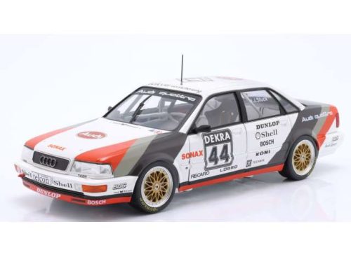 1:18 1990 Audi V8 Quattro #44 Hans-Joachim Stuck, DTM Champion, fehér/fekete/piros