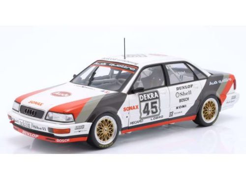 1:18 1990 Audi V8 Quattro #45 Walter Röhrl, DTM Champion, fehér/fekete/piros