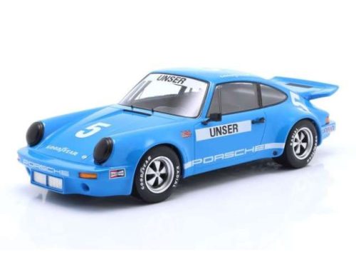 1:18 1974 Porsche 911 Carrera RSR 3.0 #5 Bobby Unser IROC 3rd Place Daytona, kék/fehér