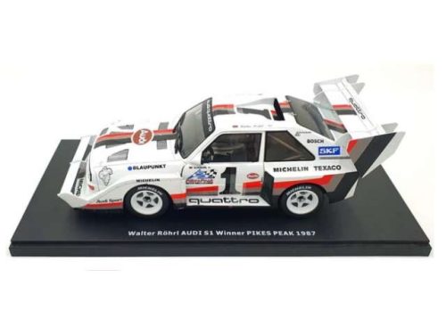 1:18 1987 Audi S1, #1 Walter Rohrl Winner Pikes Peak, fehér/piros/fekete