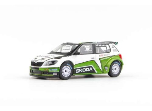 1:43 2010 Skoda Fabia II FL S2000, Skoda Motorsport Design 2012 II, Gravel wheels, fehér/zöld 