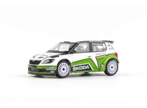 1:43 2010 Skoda Fabia II FL S2000, Skoda Motorsport Design 2012 II, Asphalt wheels, fehér/zöld 