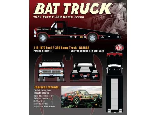 1:18 1970 Ford F-350 Ramp Truck *Bat Truck*, fekete/piros