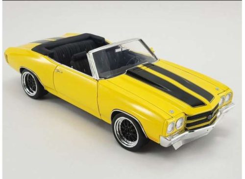 1:18 1970 Chevrolet Chevelle SS Convertible Restomod, sárga with fekete stripes