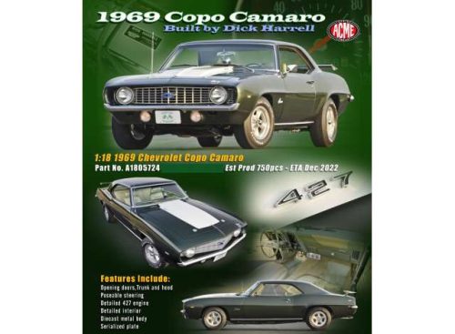 1:18 1969 Chevrolet Copo Camaro, zöld