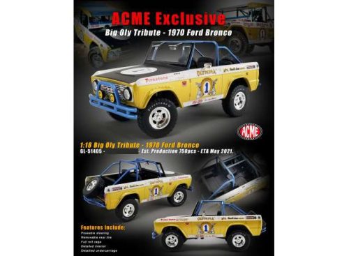 1:18 1970 Ford Bronco *Big Oly Tribute*, arany/fehér