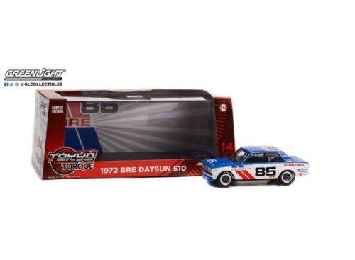 1:43 1972 Datsun 510 #85 Bobby Allison Brock Racing Enterprises (BRE), kék/fehér/piros