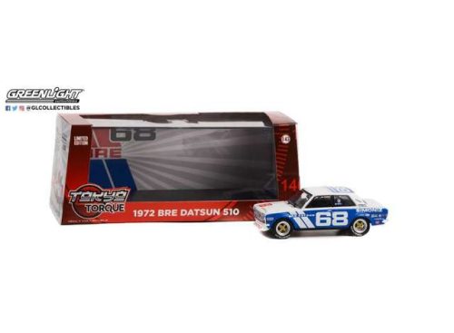 1:43 1972 Datsun 510 #68 Peter Gregg Brock Racing Enterprises (BRE), kék/fehér