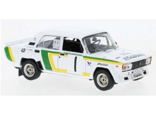 1:43 1988 Lada 2105 VFTS #1 V.Blahna/P.Schovanek Vltava Příbram Rallye, fehér/zöld/sárga