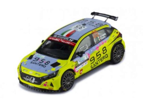 1:43 2021 Hyundai I20 N Rally 2 #35 A. Crugnola-P. Ometto Winner WRC3 Monza Rally, sárga/kék