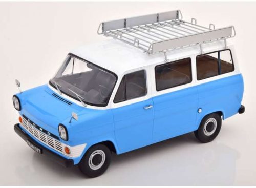 1:18 1965 Ford Transit Bus with Roof Rack, light kék/fehér