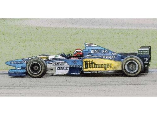 1:43 1995 Benetton Renault B195 Winner British GP Johnny Herbert, kék/sárga/fehér