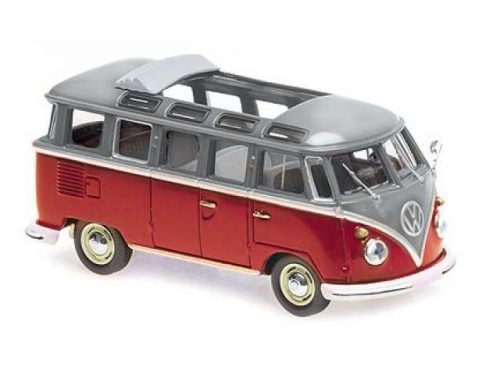 1:43 1961 Volkswagen T1 Samba Bus, szürke/piros