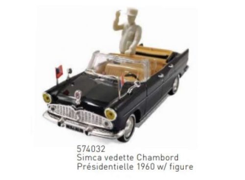 1960 Simca Vedette V8 Chambord Presidentielle with Figure, fekete