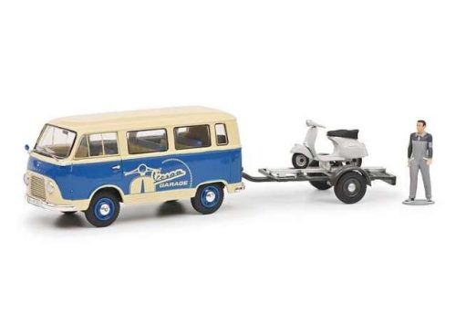 1:43 Ford FK1000 + trailer Vespa & figure, kék/creme
