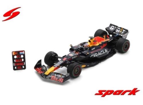 1:18 2023 Oracle piros Bull Racing RB19 #1 Max Verstappen Winner Dutch GP 2023 with pit board, kék/piros/sárga