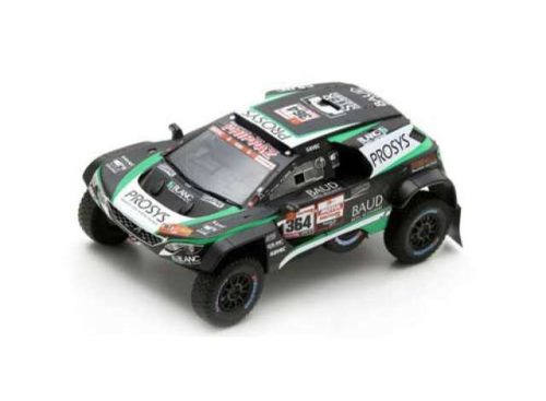 2019 Peugeot 3008 DKR #364 P. Lafay/S. Delaunay Easy Rally Dakar Rally *Resin Serie*, fekete/zöld