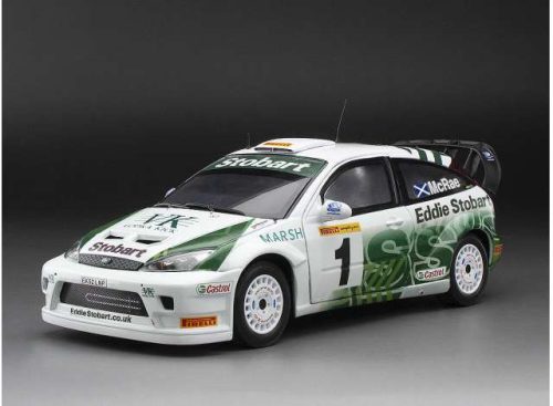 1:18 2005 Ford Focus RS WRC #1 Collin McRae *Pirelli international Rally*, fehér/zöld